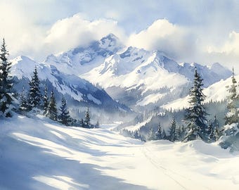 Winter Mountain Painting Colorado Landscape Art Snowy