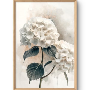 White Hydrangea Art Print Hydrangeas Flowers Wall Art Botanical Garden ...