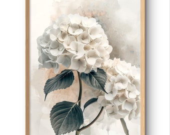 White Hydrangea Art Print Hydrangeas Flowers Wall Art Botanical Garden Floral Wall Decor