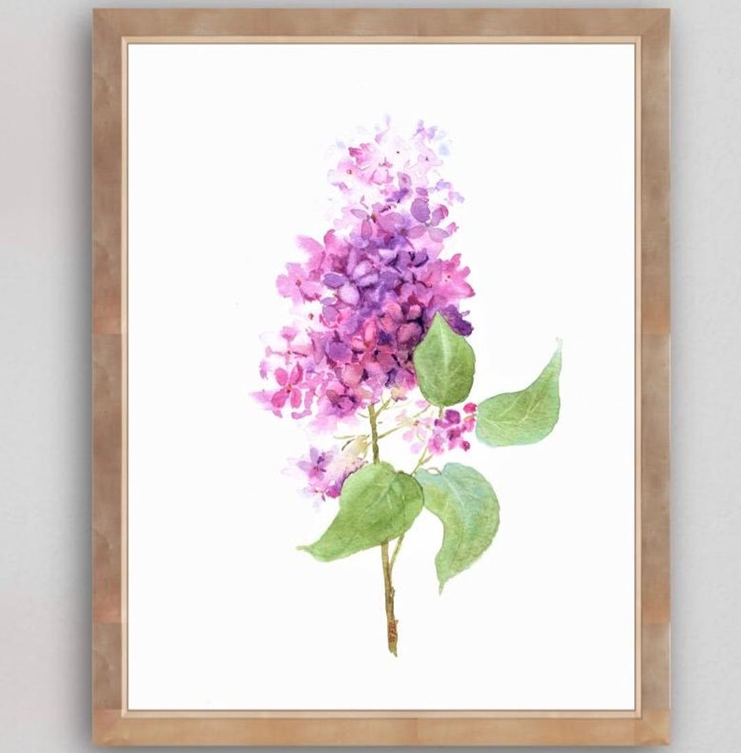 Lilac Watercolor Print Floral Wall Art Purple Botanical Artwork Flowers ...