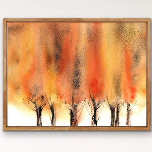 Herbst Bäume Wand Kunst Herbst Landschaft Aquarell Abstrakter Druck Herbst Wand Kunst Herbst Wand Dekor Herbstfarben Poster von einem Original Gemälde