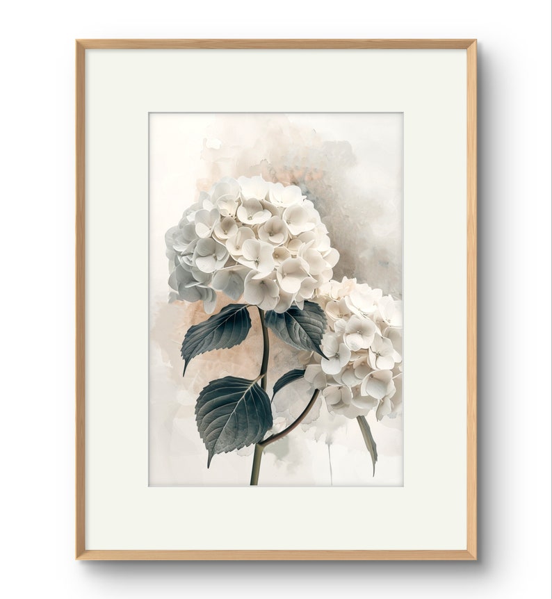 White Hydrangea Art Print Hydrangeas Flowers Wall Art Botanical Garden ...