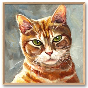 Ingwer Katze Ölgemälde Fine Art Print Orange getigerte Katze Wandkunst Katzenliebhaber Geschenk Katzenportrait Poster vom Original Ölgemälde