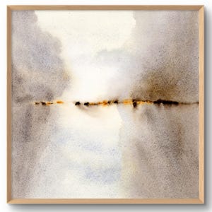 Impresión de acuarela de paisaje abstracto, arte neutro, pintura suave, póster en tonos tierra, arte de pared minimalista a partir de una pintura original.
