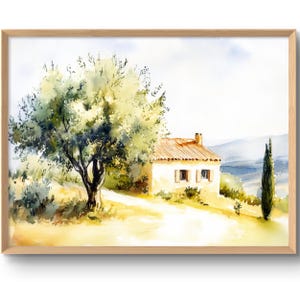 Olive Tree Art Print Italy Wall Art Italian Landscape Watercolor Style Print Rustic House Art Farmhouse Wall Decor Italy Gifts Poster