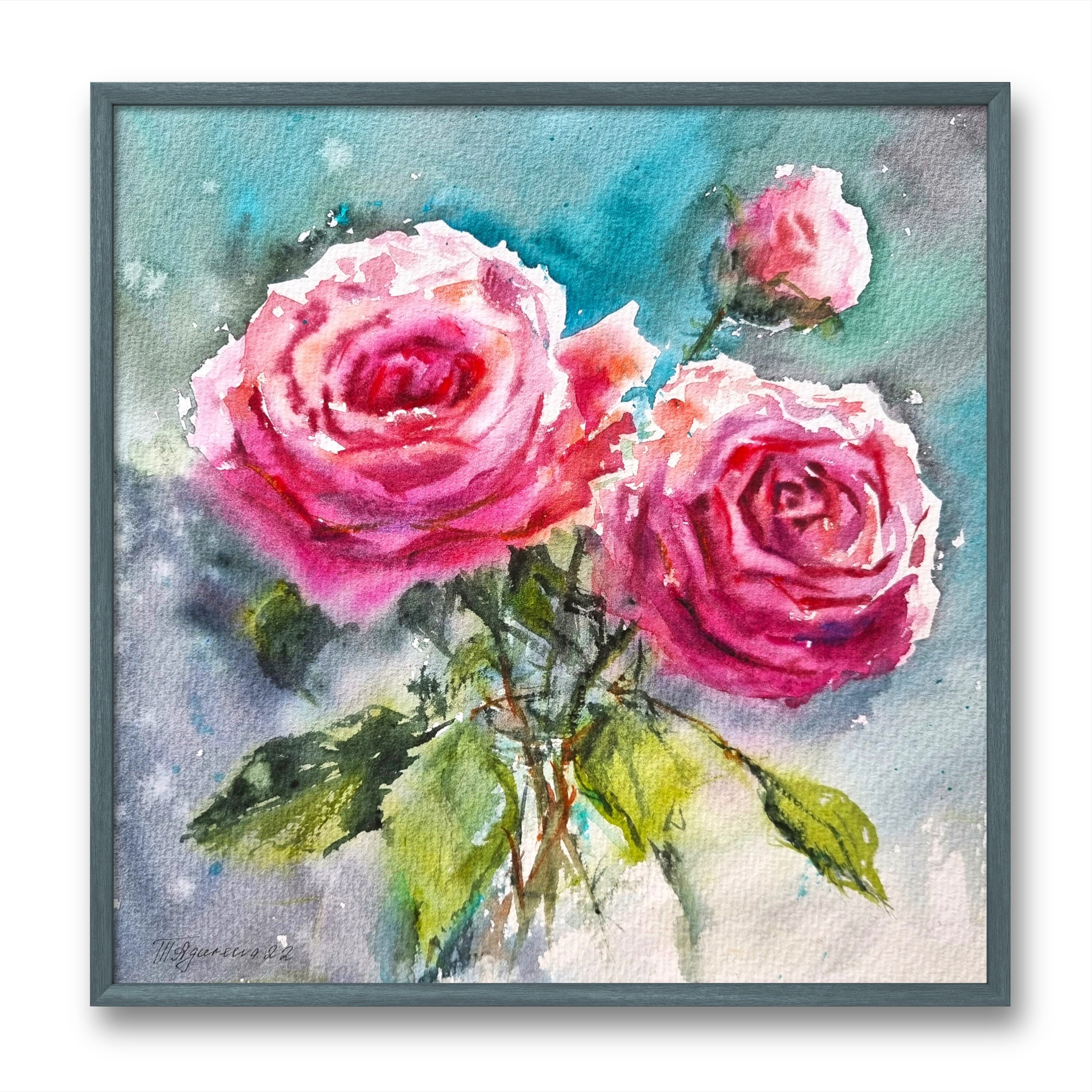 Pink Roses Watercolor Art Print Floral Fine Art Rustic Wall Decor From ...