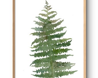 Farn Aquarell Druck Minimalistische Kunst Farn Blatt Dekor von Original Gemälde