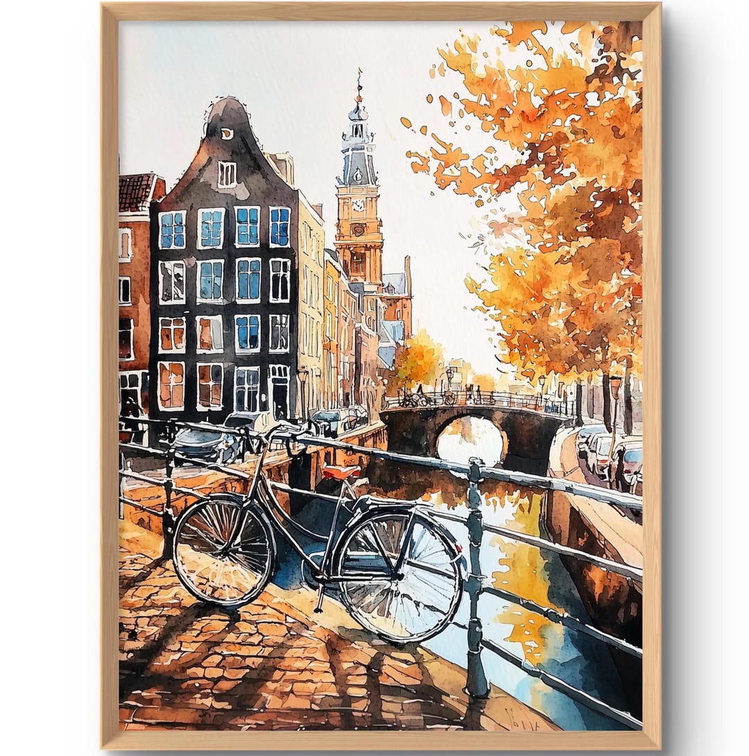 Amsterdam Art Print Holland Poster Netherlands Wall Decor Watercolor ...