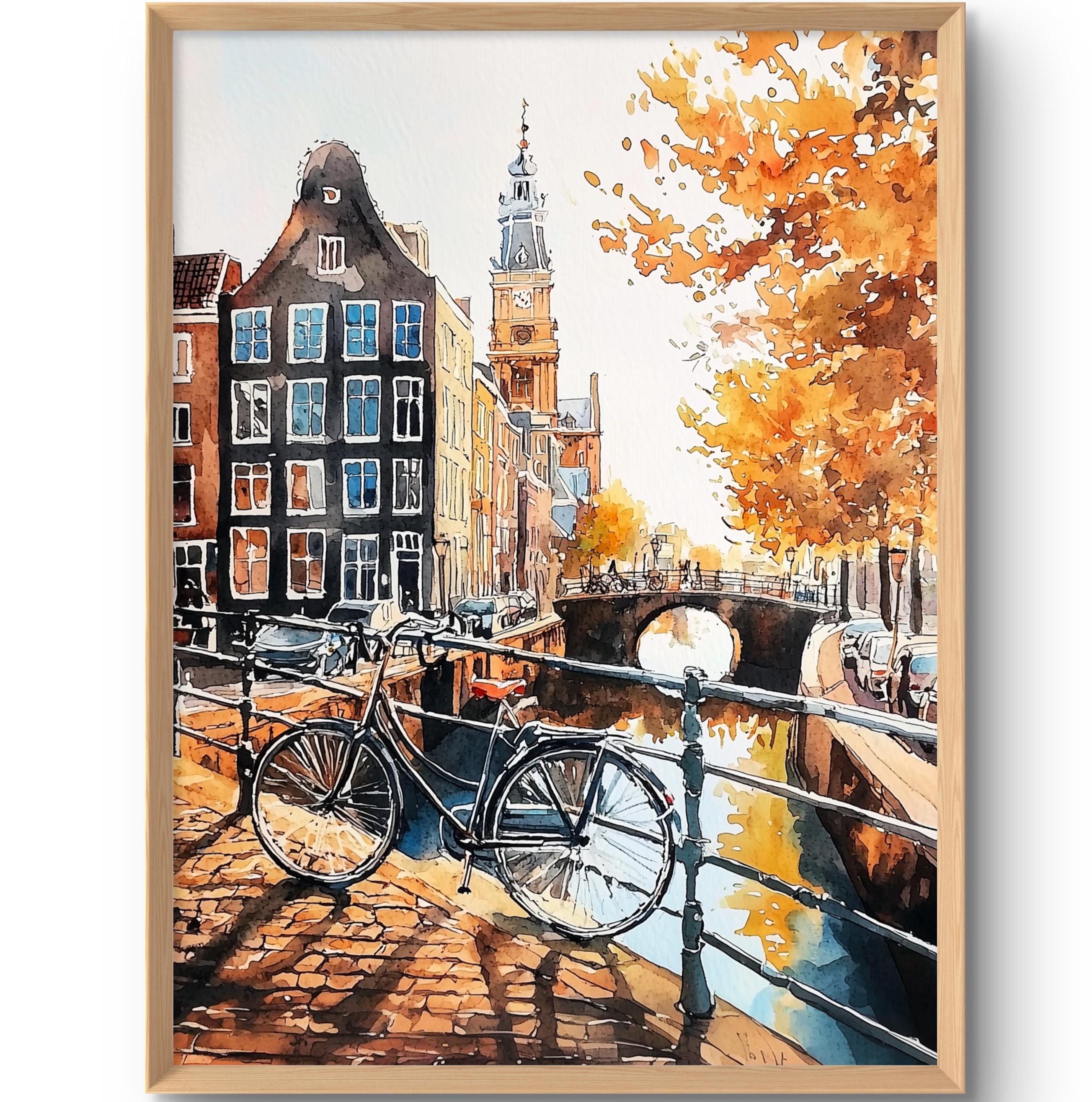 サイン・イラスト入　エド・ヴァン・デル・エルスケン AMSTERDAM? Amsterdam Art Print Holland Poster Netherlands Wall Decor
