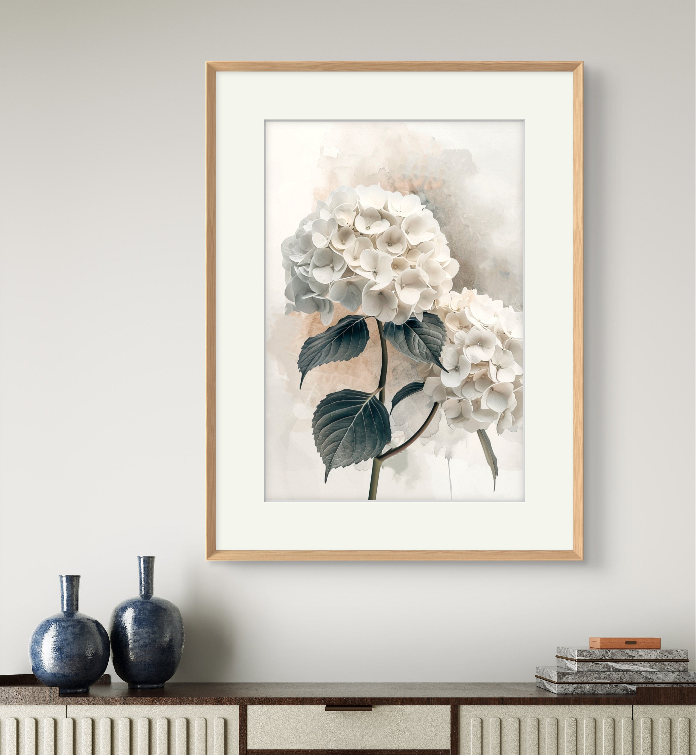 White Hydrangea Art Print Hydrangeas Flowers Wall Art Botanical Garden ...