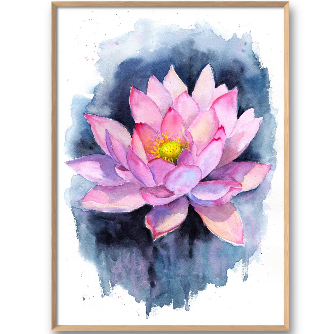 Pink Lotus Print Watercolor Art Floral Boho Decor Zen Wall Art Water ...