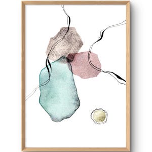 Abstract Watercolor Print Boho Wall Art Minimalist Wall Decor Neutral Wall Art Aesthetic Poster from Original Painting