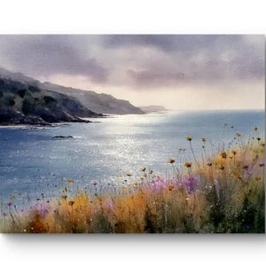 Irische Küste Kunstdruck Küsten Wand Kunst Meer Poster Atlantik Ansicht Natur Landschaft Aquarell Stil Irland Reise Geschenk