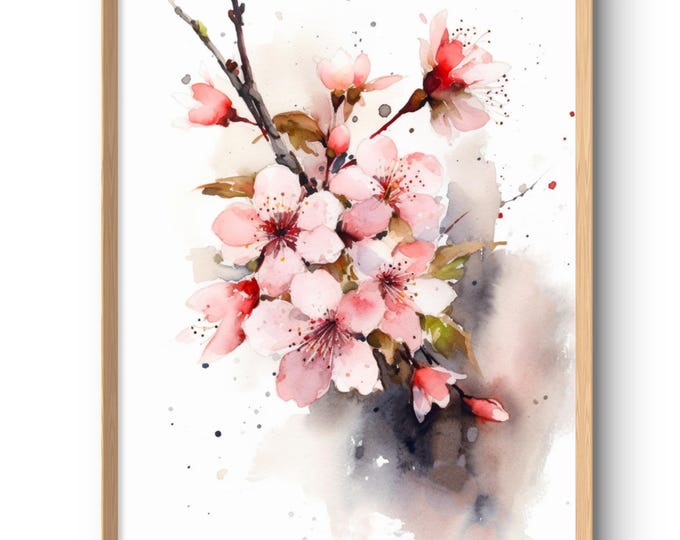 Sakura Painting Cherry Tree Watercolor Art Print Blooming Tree Print ...