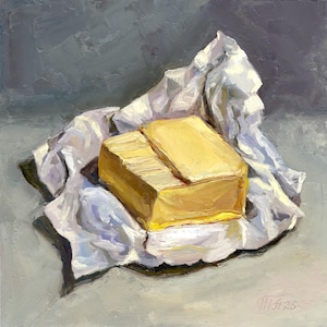 Irish Butter Art Print Food Oil Painting Still Life Kitchen Wall Art Farmhouse Home Decor Culinary Art Poster from Original Artwork