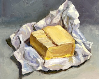 Irish Butter Art Print Kitchen Still Life Food Wall Art from Original Oil Painting