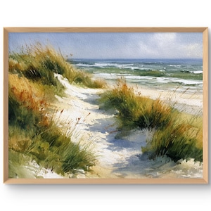 Cape Cod Dunes Art Print Coastal Wall Decor Beach Sand Path Watercolor Style Seaside Landscape Wall Art New England Print