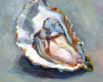 Oyster Art Print Coastal Kitchen Still Life Sea Food Home Decor from Original Oil Painting