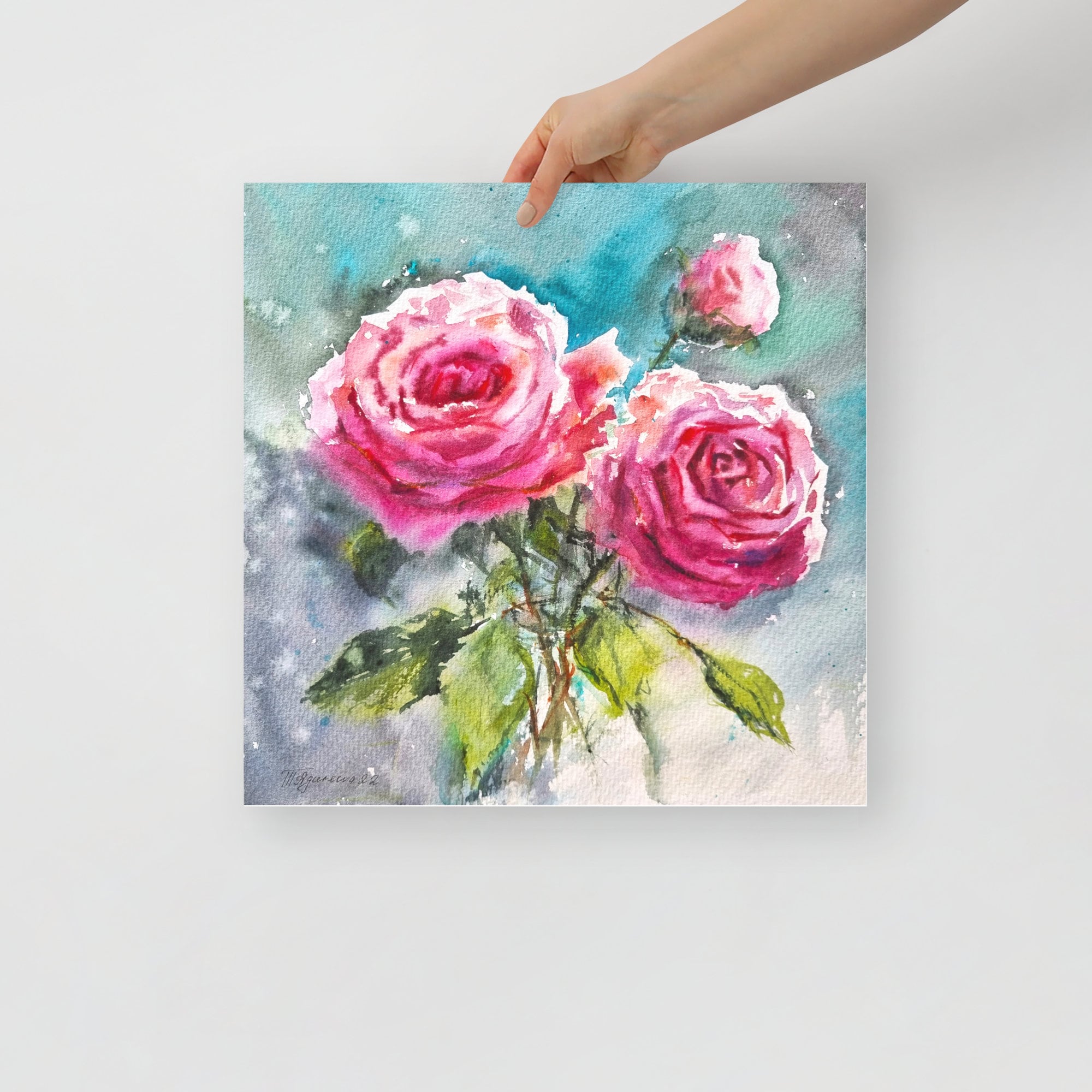 Pink Roses Watercolor Art Print Floral Fine Art Rustic Wall Decor From ...