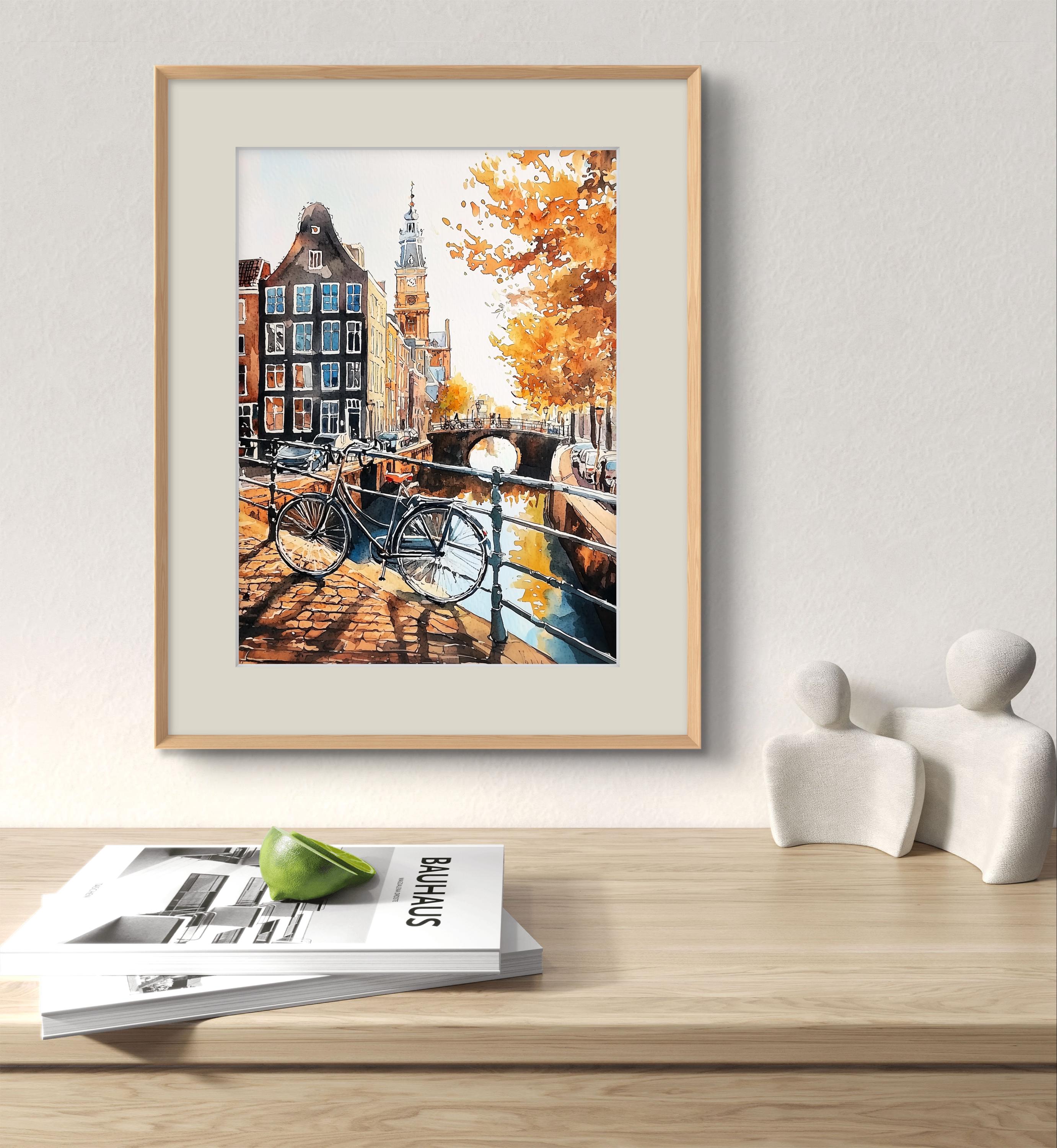 Amsterdam Art Print Holland Poster Netherlands Wall Decor Watercolor ...