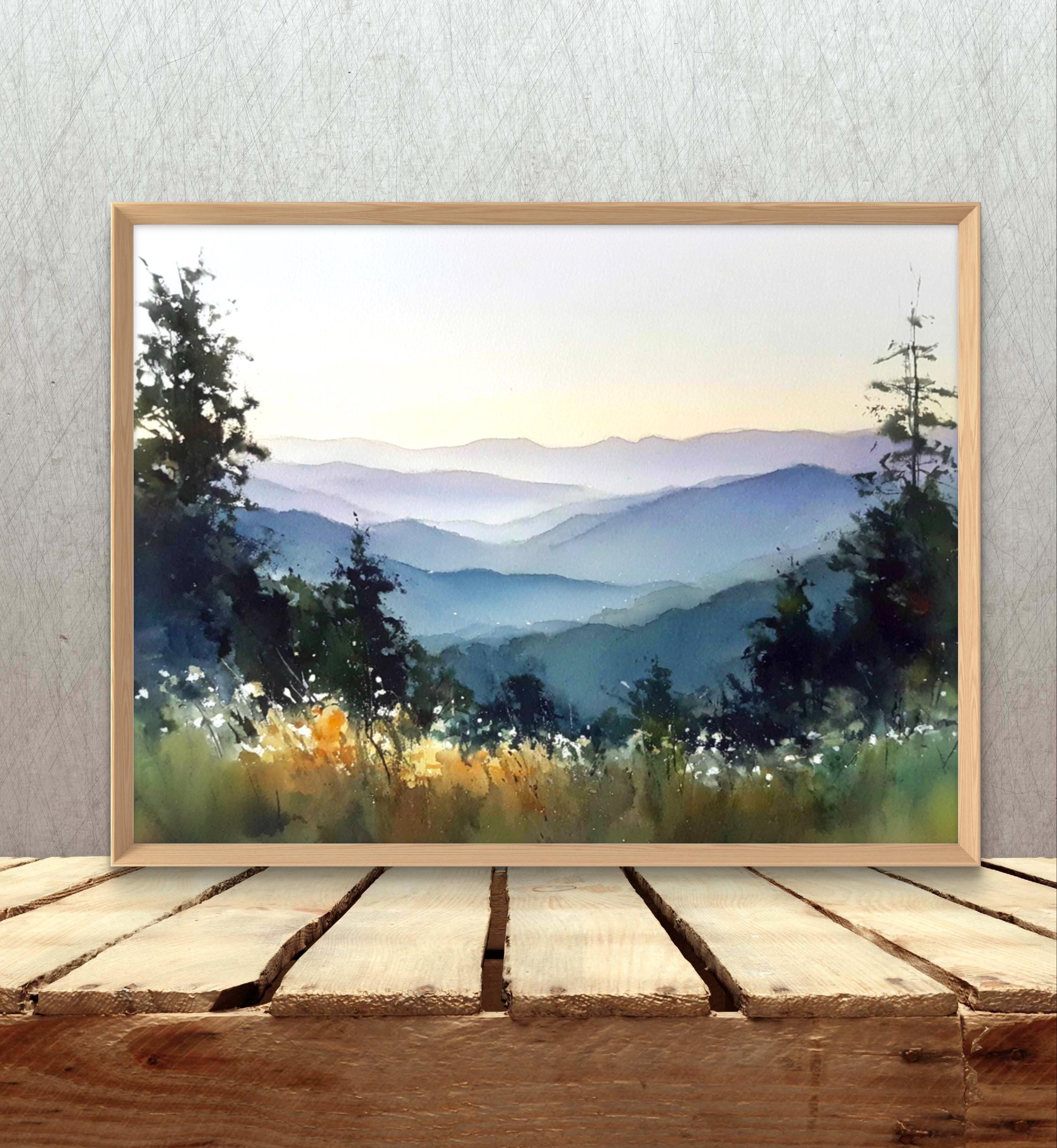 水彩画 秋の山景色 A2サイズ 水彩画 秋の山景色 A2サイズ 【公式通販】
