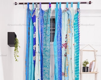 ENVÍO GRATIS - Cortinas de tela de sari de seda vintage india, hechas a mano, estilo boho hippie, ideales para decorar habitaciones o ventanas.