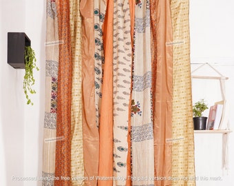 Rideau en tissu Sari indien vintage en vieille soie, 1 pièce, fait à la main, décoration de porte fenêtre, rideau à cycle, rideau de porte et fenêtre de maison