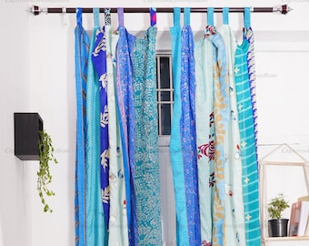 ENVÍO GRATIS - Cortinas de tela de sari de seda vintage indias hechas a mano, cortinas decorativas bohemias hippies, cortinas de patchwork para decoración de habitaciones, decoración de ventanas