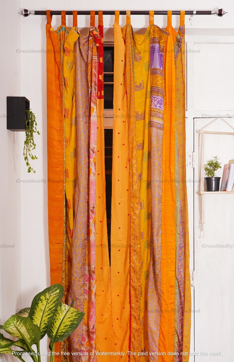FREE SHIPPING - Indian Vintage Silk Sari Fabric Curtains Handmade ...