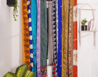 2 Stück indischen Vintage alte Seide Sari Stoff Made Multi Farbe handgemachte Vorhang Tür Fenster Dekor Patchwork Vorhang Haustür Fenster Vorhang