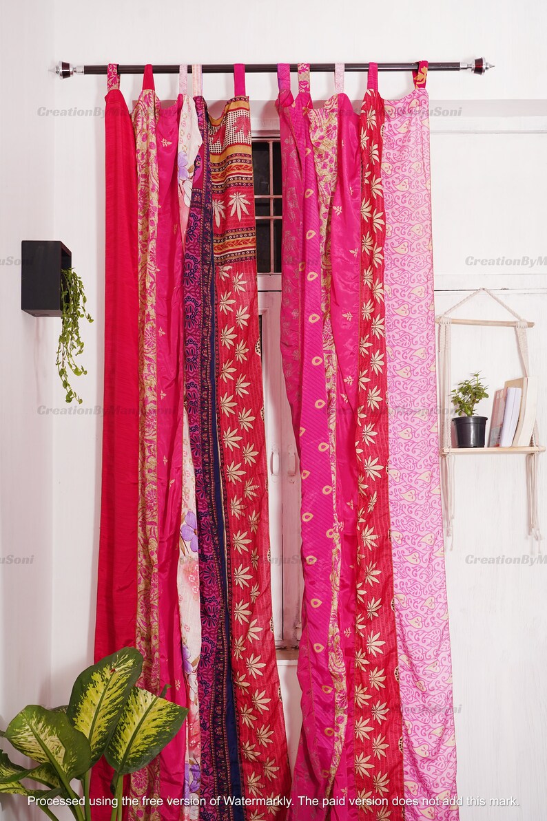 FREE SHIPPING - Indian Vintage Silk Sari Fabric Curtains Handmade ...