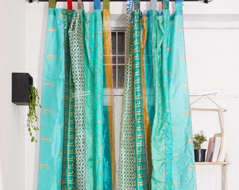 1 pièces indien vintage vieille soie sari tissu fait main rideau porte fenêtre décor up cycle rideau maison porte fenêtre rideau