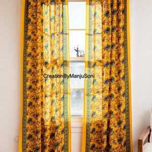 2 PCS Of Indian Vintage Old Silk Sari Fabric Handmade Curtain Door Window Decor Up cycled Curtain Home Door Window Curtain