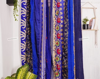 2 Stück indische Vintage alte Seide Sari Stoff Made Handgemachte Vorhang Tür Fenster Dekor Patchwork Vorhang Haustür Fenster Vorhang