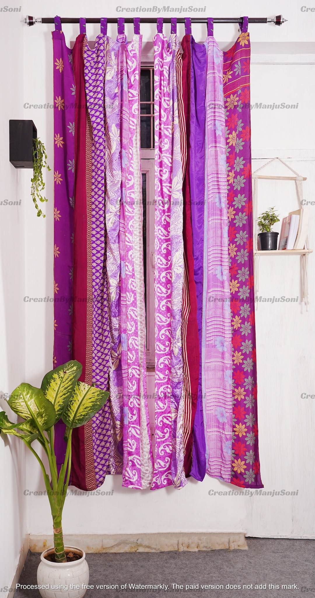 FREE SHIPPING - Indian Vintage Silk Sari Fabric Curtains Handmade ...
