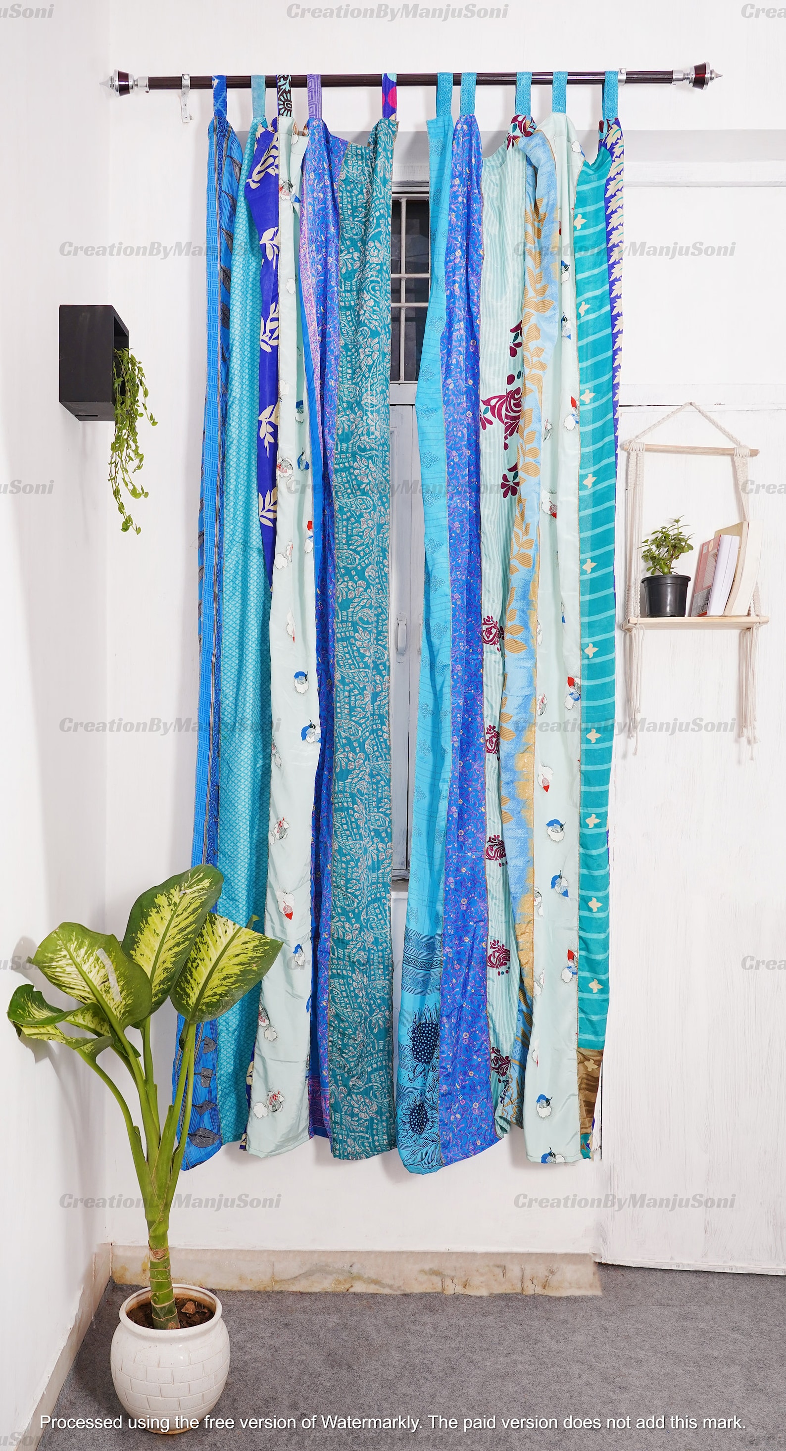 FREE SHIPPING - Indian Vintage Silk Sari Fabric Curtains Handmade ...
