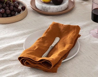 Pacote com 100 guardanapos laranja-bronze para uso diário, jantares e casamentos. Guardanapos de cozinha 100% algodão, reutilizáveis, sem desperdício.