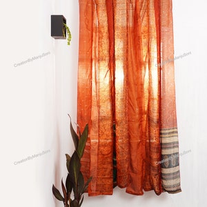 EXPRESS SERVICE of Indian Vintage Old Silk Sari Fabric Made Theme Patchwork color Curtain Door Window Curtain Home Room Door Window Curtain