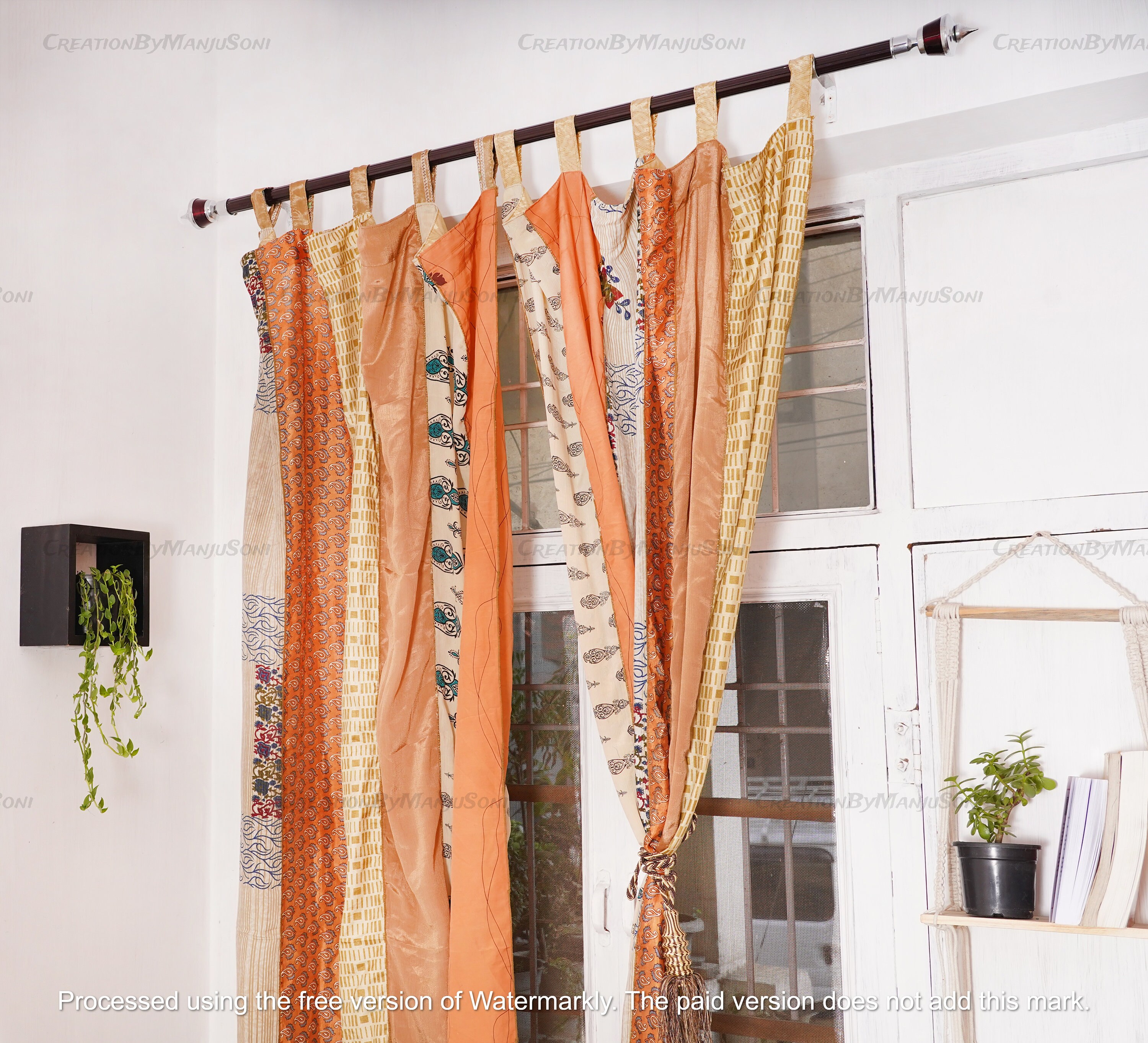 FREE SHIPPING - Indian Vintage Silk Sari Fabric Curtains Handmade ...