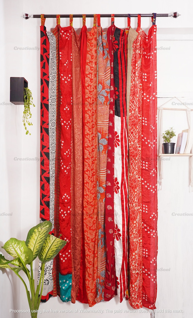 FREE SHIPPING - Indian Vintage Silk Sari Fabric Curtains Handmade ...