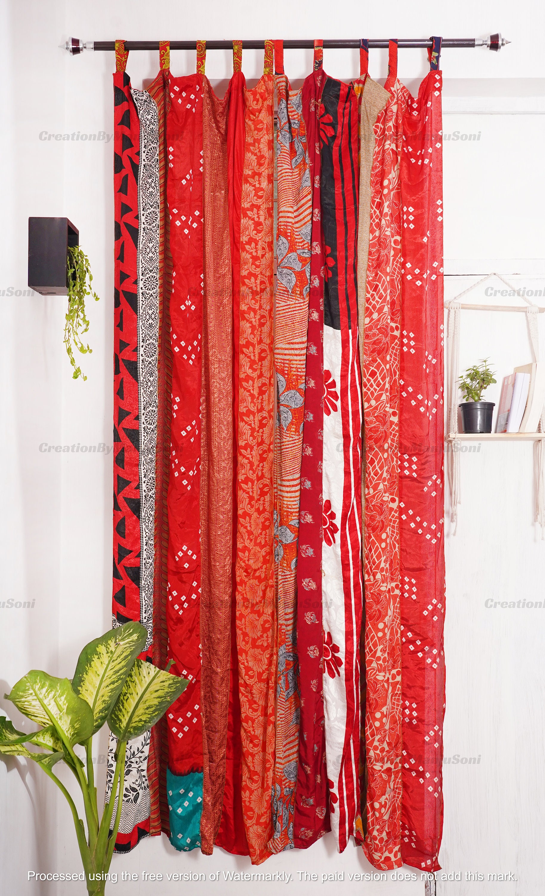 FREE SHIPPING - Indian Vintage Silk Sari Fabric Curtains Handmade ...