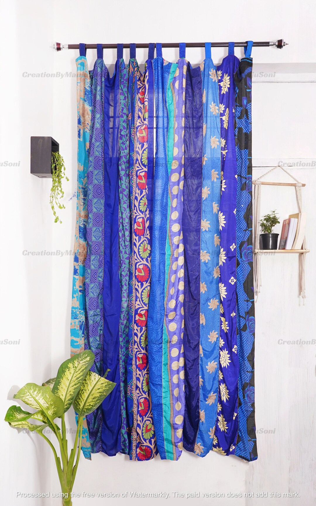 FREE SHIPPING - Indian Vintage Silk Sari Fabric Curtains Handmade ...