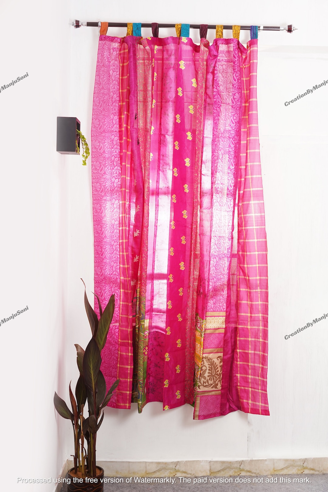 FREE SHIPPING - Indian Vintage Silk Sari Fabric Curtains Handmade ...