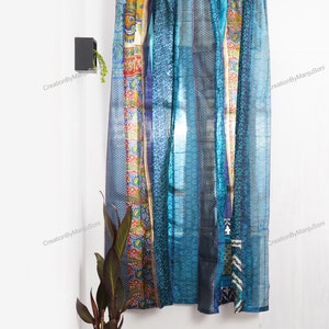 EXPRESS SERVICE of Indian Vintage Old Silk Sari Fabric Made Theme Patchwork color Curtain Door Window Curtain Home Room Door Window Curtain