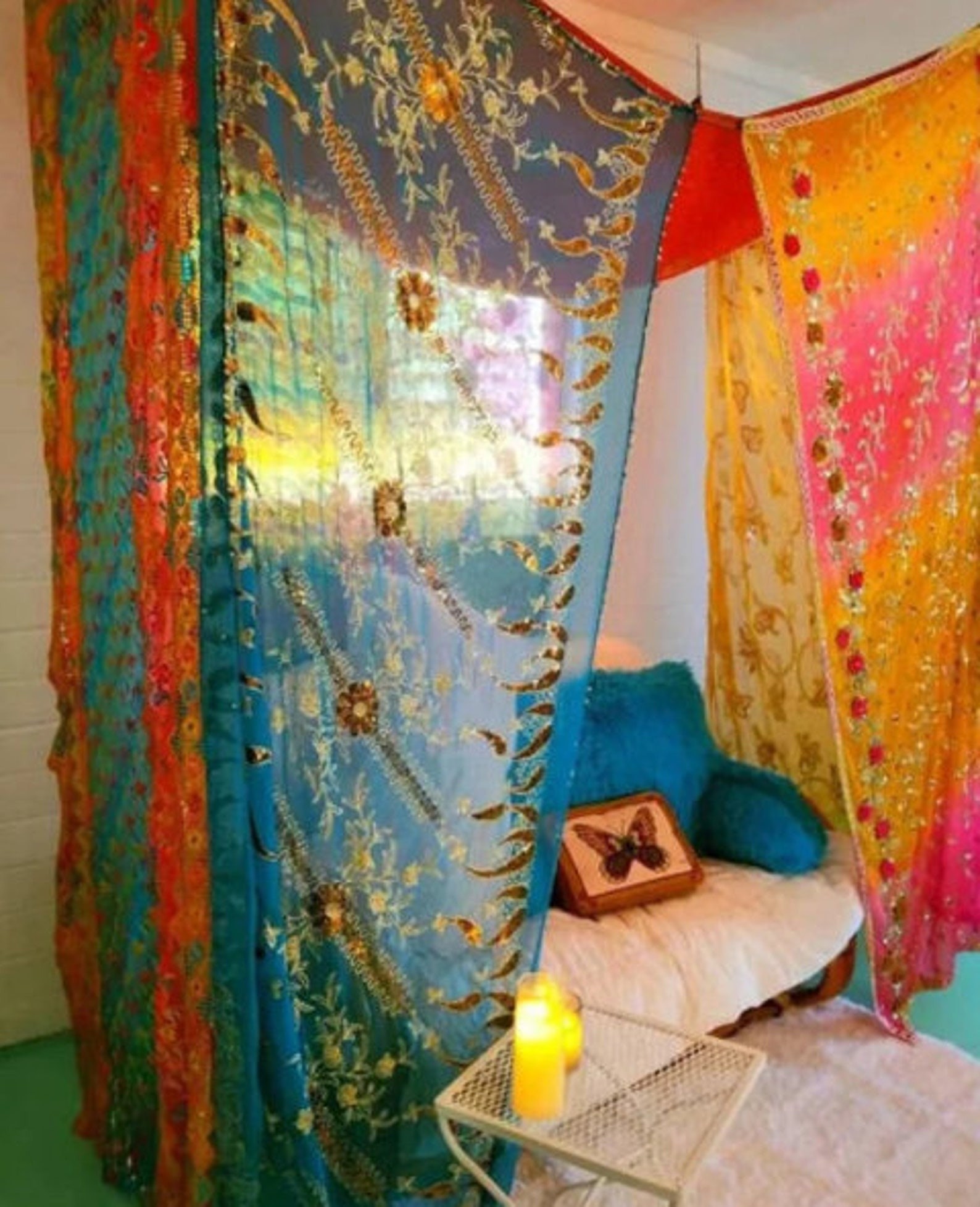 Boho Bed Canopy Bohemian Bed Canopy Boho Decor Pink Bed Canopy - Etsy