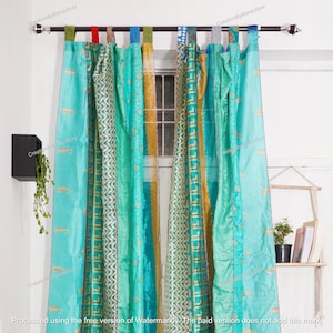 Express Shipping - Vintage Silk Sari Fabric Curtains Handmade Decorative Boho Hippie Curtain, Room Decor Patchwork Curtain, Window Decor