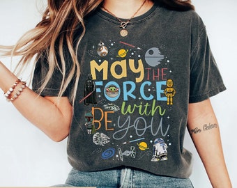 Chemise couleur confort Star Wars, chemise Que la force soit avec vous, chemise Star Wars Galaxy's Edge, chemise personnages Star Wars