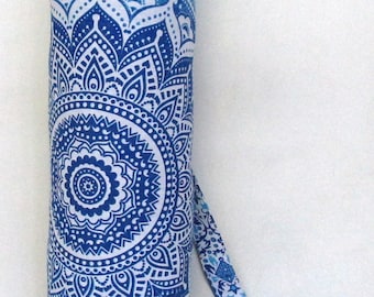 Cotton Floral Hand Block Printed Yoga Mat Bags Gym Carrier Shoulder Sports Cotton Bags, Hippie Mandala Yoga Mat Strap Unisex Yoga Mat Bag