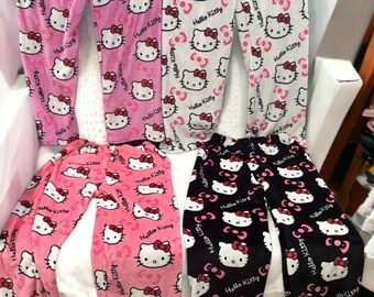 Hello Kitty Pajamas Pants, Wide Leg Pajama, Cute Couple Hello Kitty Pajamas Anime Sleepwear, Hello Kitty Gifts, Couple Sleep, Gift for her