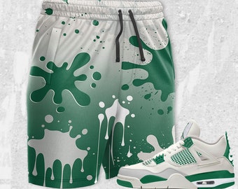 ChantellUS Free Splash Drip St Unisex Shorts Match Jordan 4 SB Pine Green Jordan Shorts, Shorts Match Sneaker,Shorts Summer Gift
